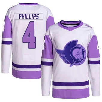 Men's Chris Phillips Ottawa Senators Hockey Fights Cancer Primegreen Jersey - White/Purple Authentic