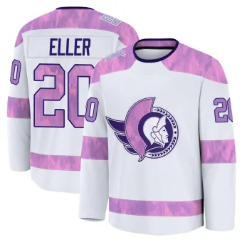 Men's Lars Eller Ottawa Senators 2024 Hockey Fights Cancer Practice Jersey - White Premium