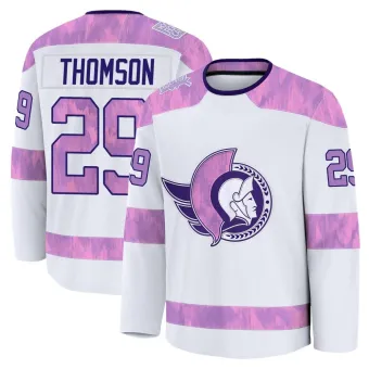 Youth Lassi Thomson Ottawa Senators 2024 Hockey Fights Cancer Practice Jersey - White Premium