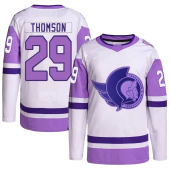 Youth Lassi Thomson Ottawa Senators Hockey Fights Cancer Primegreen Jersey - White/Purple Authentic